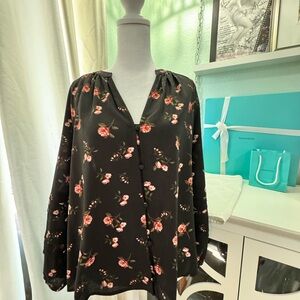 1. State Dark Floral Button-Up Blouse